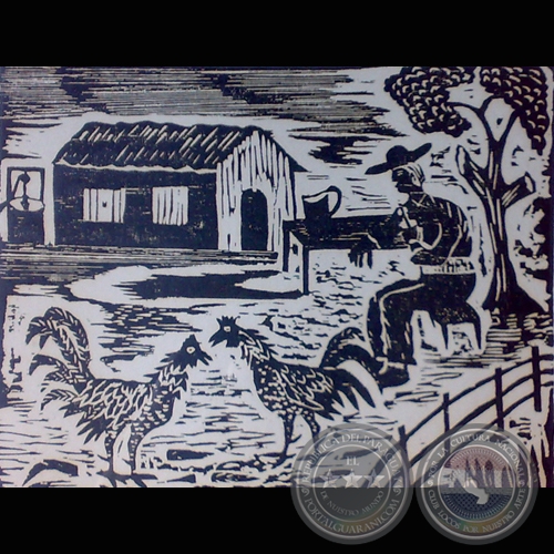 PAISAJE CAMPESINO - Grabado de ANDRÉS CAÑETE